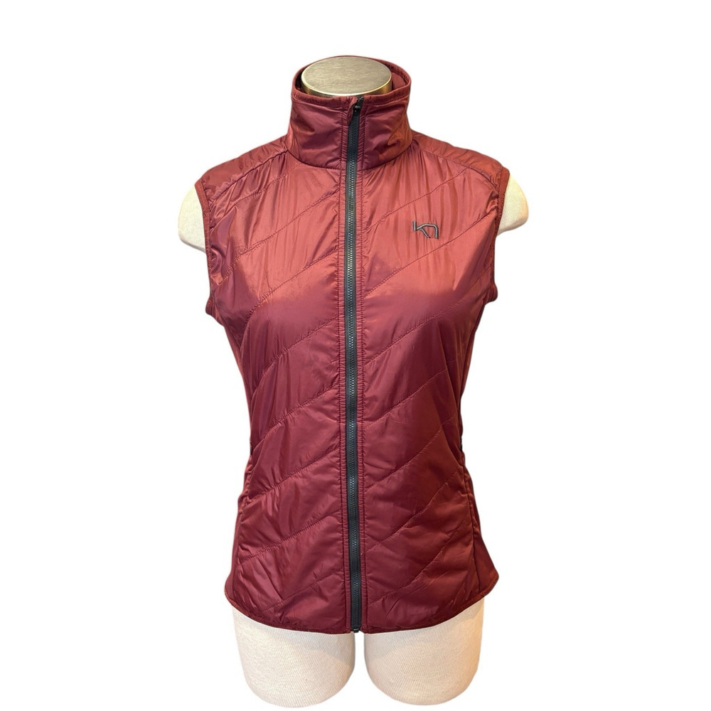 Kari Traa Womens Vest Eva Quilted Stretch Warm Packable Zip Burgundy Sz. M
